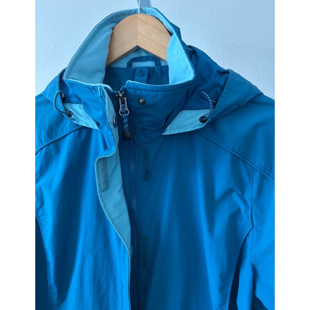 L.L. Bean Gorpcore Waterproof Hooded Rain Jacket Teal Blue Hiking Women's Small - Picture 13 of 16